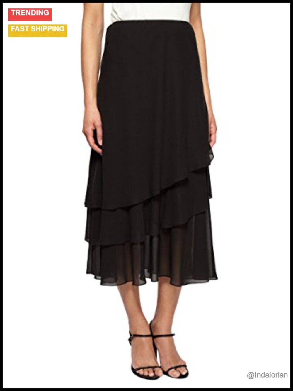 Tea-Length Tiered Chiffon Formal Skirt Asymmetrical Cocktail